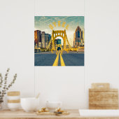 Pittsburgh Steel City Skyline 412 Pennsylvania Can Poster (Keuken)
