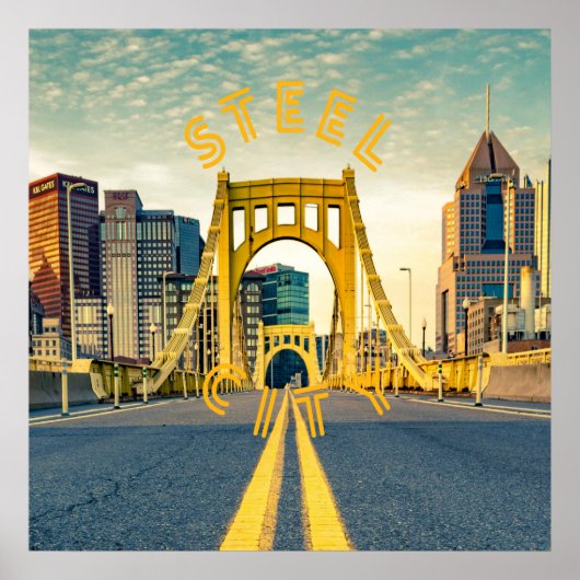 Pittsburgh Steel City Skyline 412 Pennsylvania Can Poster (Voorkant)
