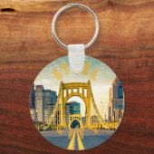 Pittsburgh Steel City Skyline 412 Pennsylvania Can Sleutelhanger (Voorkant)