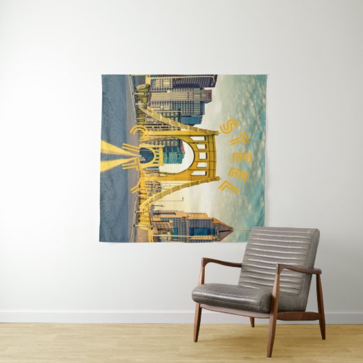 Pittsburgh Steel City Skyline 412 Pennsylvania Can Wandkleed (In Situ (horizontaal))