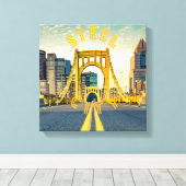 Pittsburgh Steel City Skyline 412 Pennsylvania Canvas Afdruk (Insitu (Houten vloer))