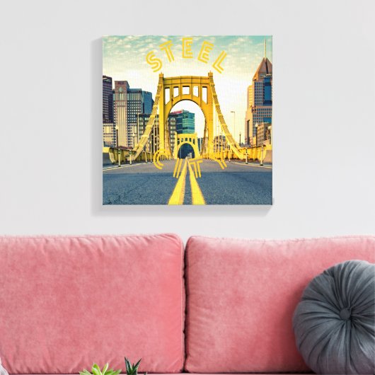 Pittsburgh Steel City Skyline 412 Pennsylvania Canvas Afdruk (Insitu (Woonkamer))