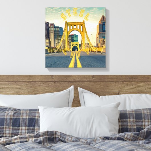 Pittsburgh Steel City Skyline 412 Pennsylvania Canvas Afdruk (Insitu (Slaapkamer))