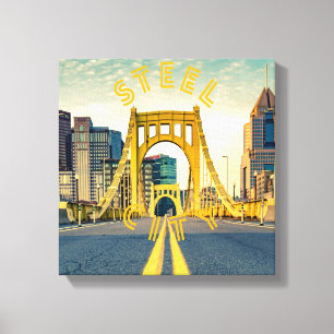 Pittsburgh Steel City Skyline 412 Pennsylvania Canvas Afdruk