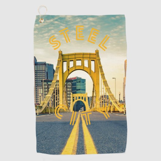 Pittsburgh Steel City Skyline Bridge Pennsylvania Golfhanddoek (Voorkant)