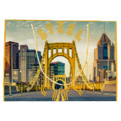Pittsburgh Steel City Skyline Bridge Pennsylvania  Groot Cadeauzakje (Achterkant)