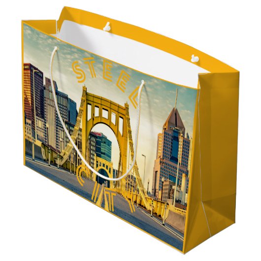 Pittsburgh Steel City Skyline Bridge Pennsylvania  Groot Cadeauzakje (Achterkant Gekanteld)