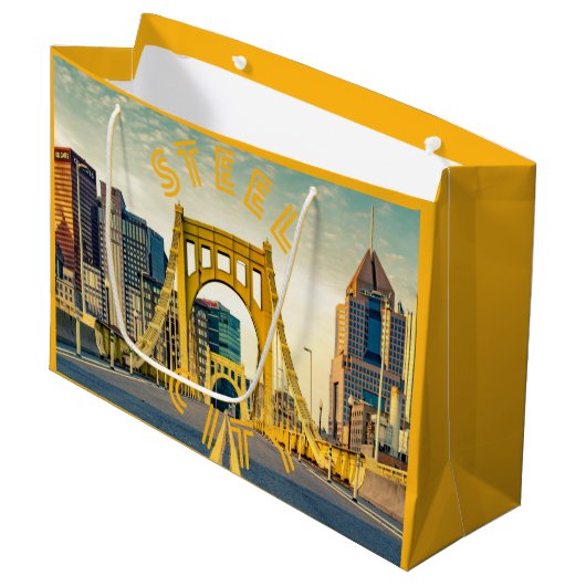 Pittsburgh Steel City Skyline Bridge Pennsylvania  Groot Cadeauzakje (Voorkant Gekanteld)