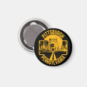 Pittsburgh Steel City Skyline Bridge Pennsylvania  Magneet (Voorkant / Achterkant)