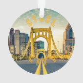 Pittsburgh Steel City Skyline Bridge Pennsylvania Ornament (achterkant)