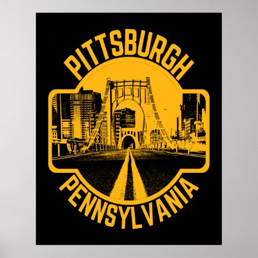 Pittsburgh Steel City Skyline Bridge Pennsylvania Poster (Voorkant)