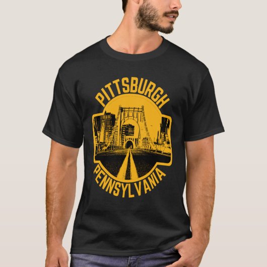 Pittsburgh Steel City Skyline Bridge Pennsylvania T-shirt (Voorkant)