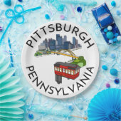 Pittsburgh Steel City Skyline Incline Pennsylvania Papieren Bordje (Feest)