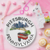 Pittsburgh Steel City Skyline Incline Pennsylvania Papieren Bordje (Feest)