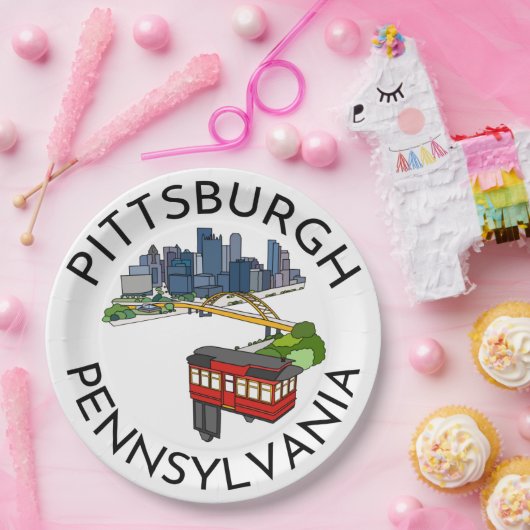 Pittsburgh Steel City Skyline Incline Pennsylvania Papieren Bordje (Feest)
