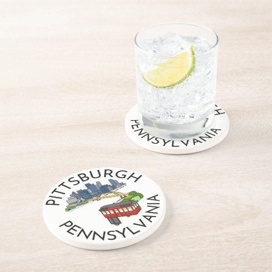 Pittsburgh Steel City Skyline Incline Pennsylvania Zandsteen Onderzetter (Zijkant)