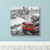 Pittsburgh Steel City Skyline inline Fotografie Canvas Afdruk (Insitu (Houten vloer))
