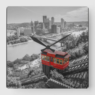 Pittsburgh Steel City Skyline inline Fotografie  Vierkante Klok