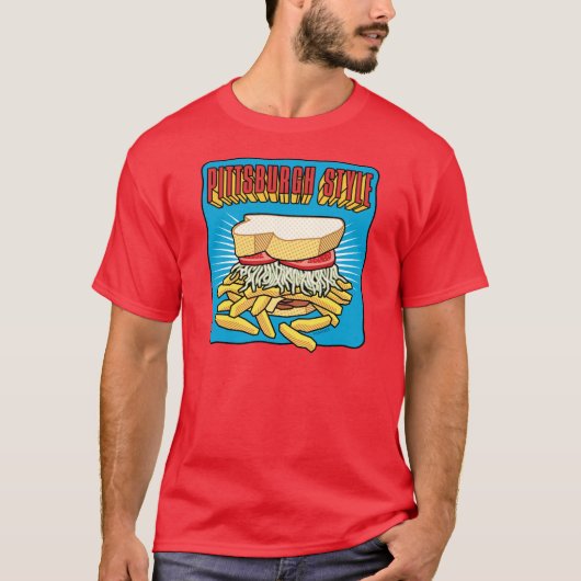Pittsburgh Style Sandwich op Blue T-shirt (Voorkant)