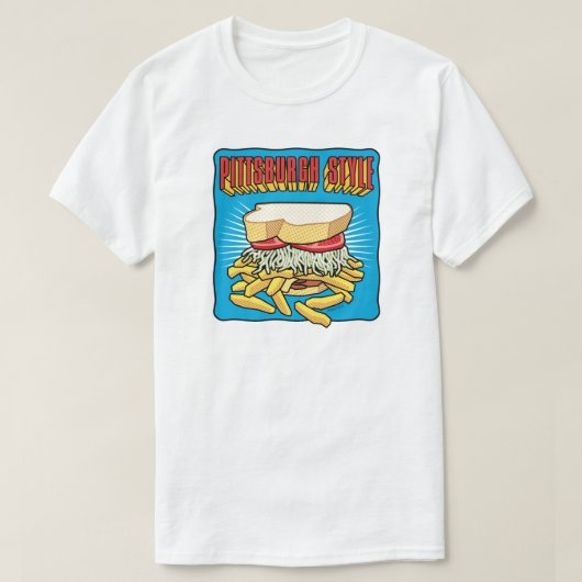 Pittsburgh Style Sandwich op Blue T-shirt (Design voorkant)