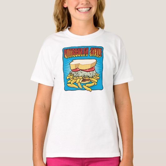 Pittsburgh Style Sandwich op Blue T-shirt (Voorkant)