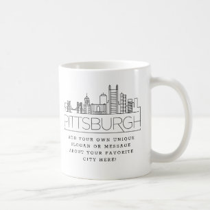 Pittsburgh Stylized Skyline   Aangepaste slogan Koffiemok