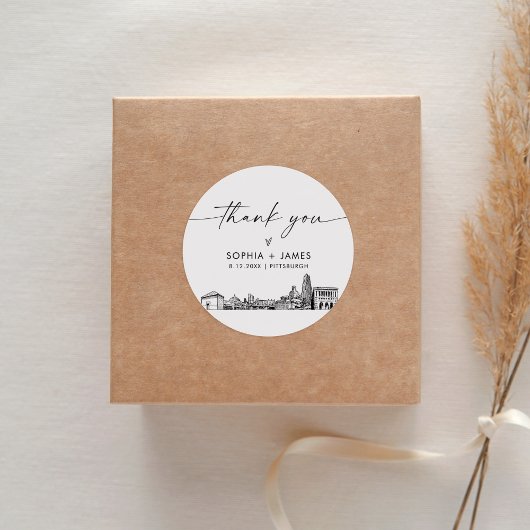 Pittsburgh Thank You Favor 3" (vel van 6) Ronde Sticker