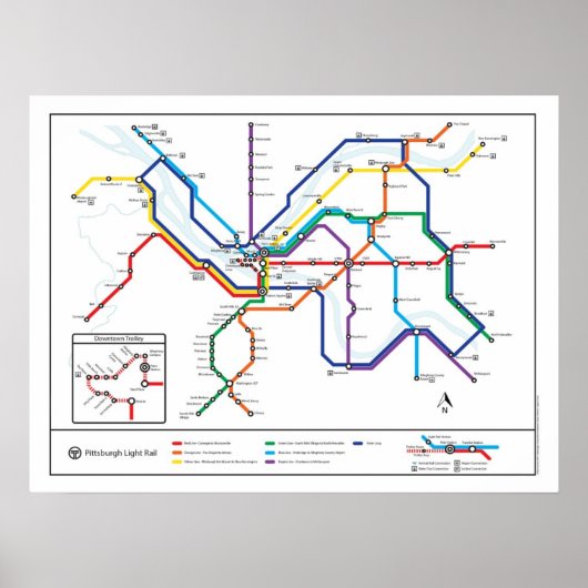 Pittsburgh Transit Map Poster (Voorkant)