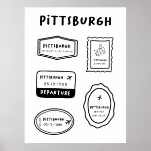 Pittsburgh - Travel Stamp Collectie   minimalistis Poster
