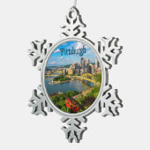 Pittsburgh Uitzicht - Tin Sneeuwvlok Ornament--  Tin Sneeuwvlok Ornament (Rechts)