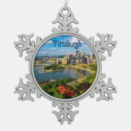 Pittsburgh Uitzicht - Tin Sneeuwvlok Ornament-- Tin Sneeuwvlok Ornament