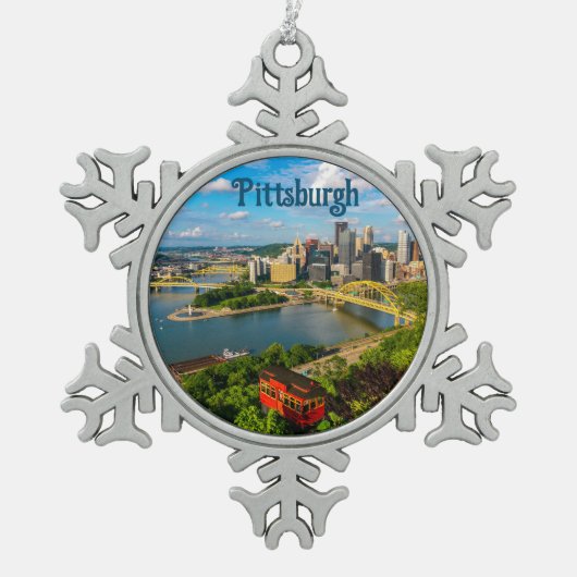 Pittsburgh Uitzicht - Tin Sneeuwvlok Ornament--  Tin Sneeuwvlok Ornament (Voorkant)