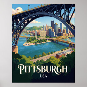 Pittsburgh USA Drie Rivieren Silhouette Reis Poster