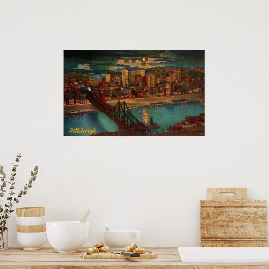 Pittsburgh van het Poster van Moonlight (Keuken)