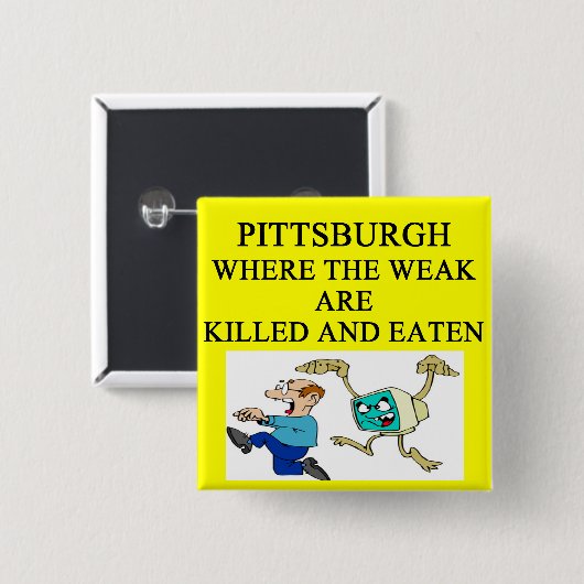 PITTSBURGH VIERKANTE BUTTON 5,1 CM (Voorkant /achterkant)