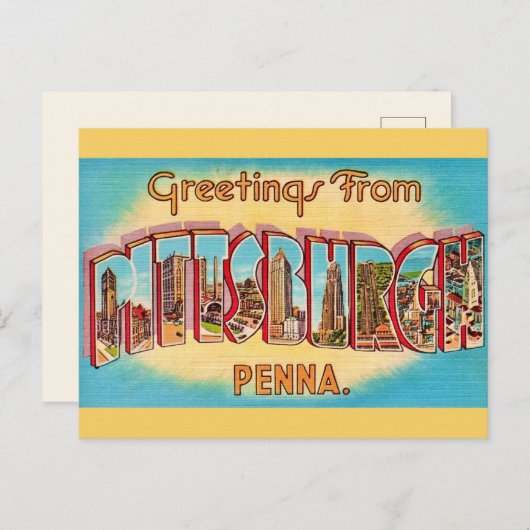 Pittsburgh Vintage Groet Ansichtkaart Briefkaart (Voorkant / Achterkant)