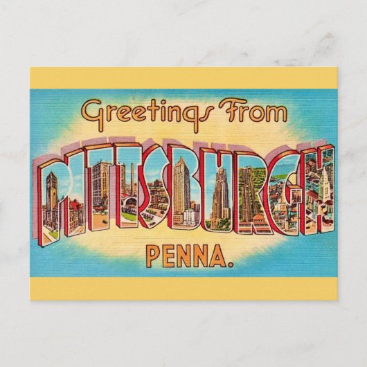 Pittsburgh Vintage Wenskaart Briefkaart (Voorkant)
