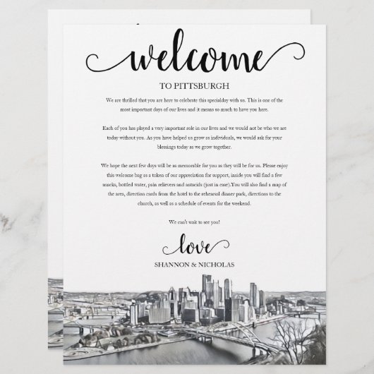 Pittsburgh Weddenweek Welkomstreisroute (Voorkant / Achterkant)