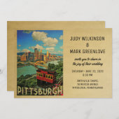 Pittsburgh Wedding Invitation  midden-eeuwse  Kaart (Voorkant / Achterkant)