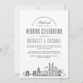 Pittsburgh Wedding | Moderne Deco Skyline Kaart