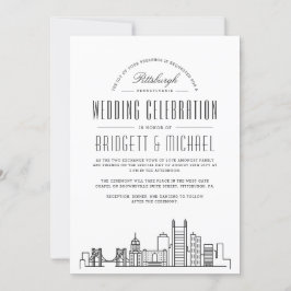 Pittsburgh Wedding | Moderne Deco Skyline Kaart