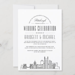 Pittsburgh Wedding   Moderne Deco Skyline Kaart
