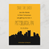 Pittsburgh Wedding Zwart en goud Save the Date Aankondigingskaart (Voorkant)