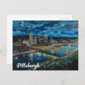 Pittsburgh Yellow Bridges City Art Briefkaart (Voorkant / Achterkant)