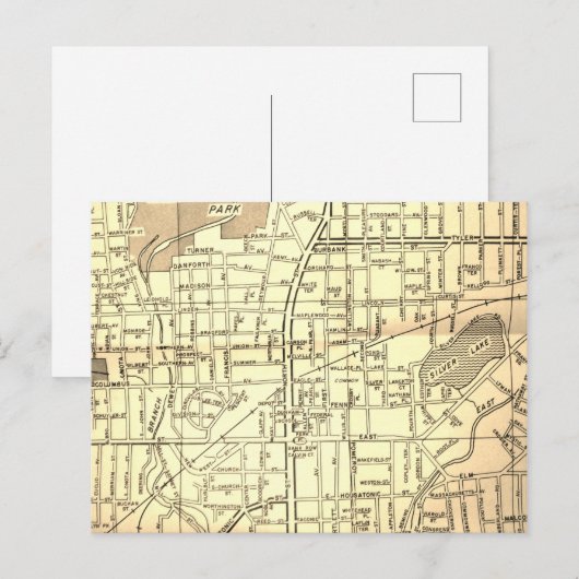 Pittsfield, MA  Map Briefkaart (Voorkant / Achterkant)