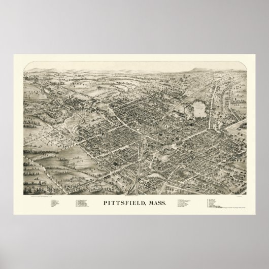 Pittsfield, MA Panoramic Map - 1899 Poster (Voorkant)