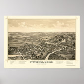 Pittsfield, ME Panorama Map - 1889 Poster (Voorkant)