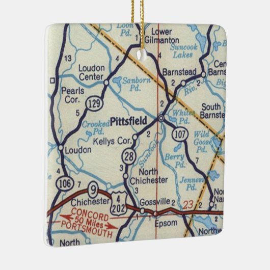 Pittsfield NH  kaart Keramisch Ornament (Rechts)