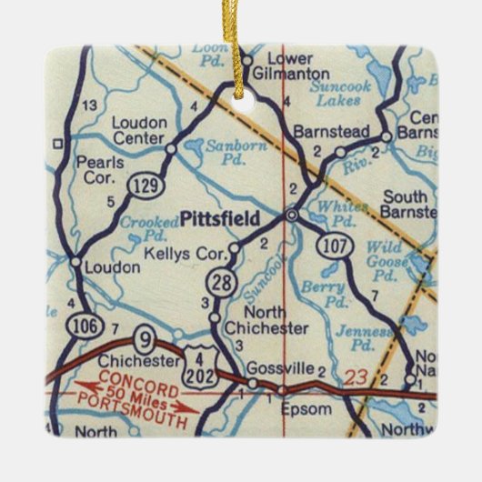 Pittsfield NH kaart Keramisch Ornament (Voorkant)