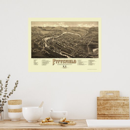 Pittsfield, NH Panoramic Map - 1884 Poster (Keuken)